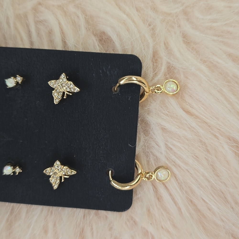 LOREN OLIVIA Gold-tone Set Of 3 Pairs of Earrings | New! - Picture 2 of 9